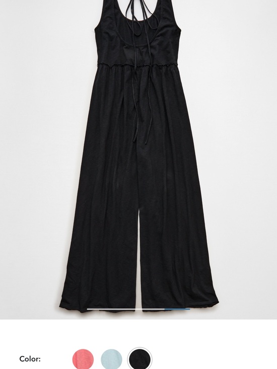 aerie Pants - aerie Black Sleeveless Wide-Leg Jumpsuit with Back Tie